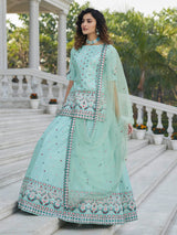 Sky Blue Embroidered Designer Lehenga