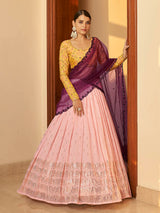 Multicolour Georgette Mukaish Work Designer Lehenga