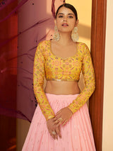 Multicolour Georgette Mukaish Work Designer Lehenga