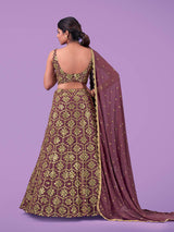 Lilac Georgette Embroidered Designer Lehenga