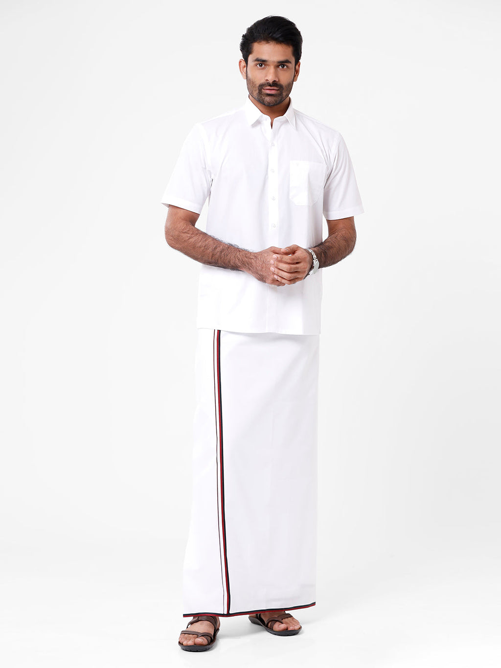 Wrinkle Free Cotton Political Dhoti  DMK