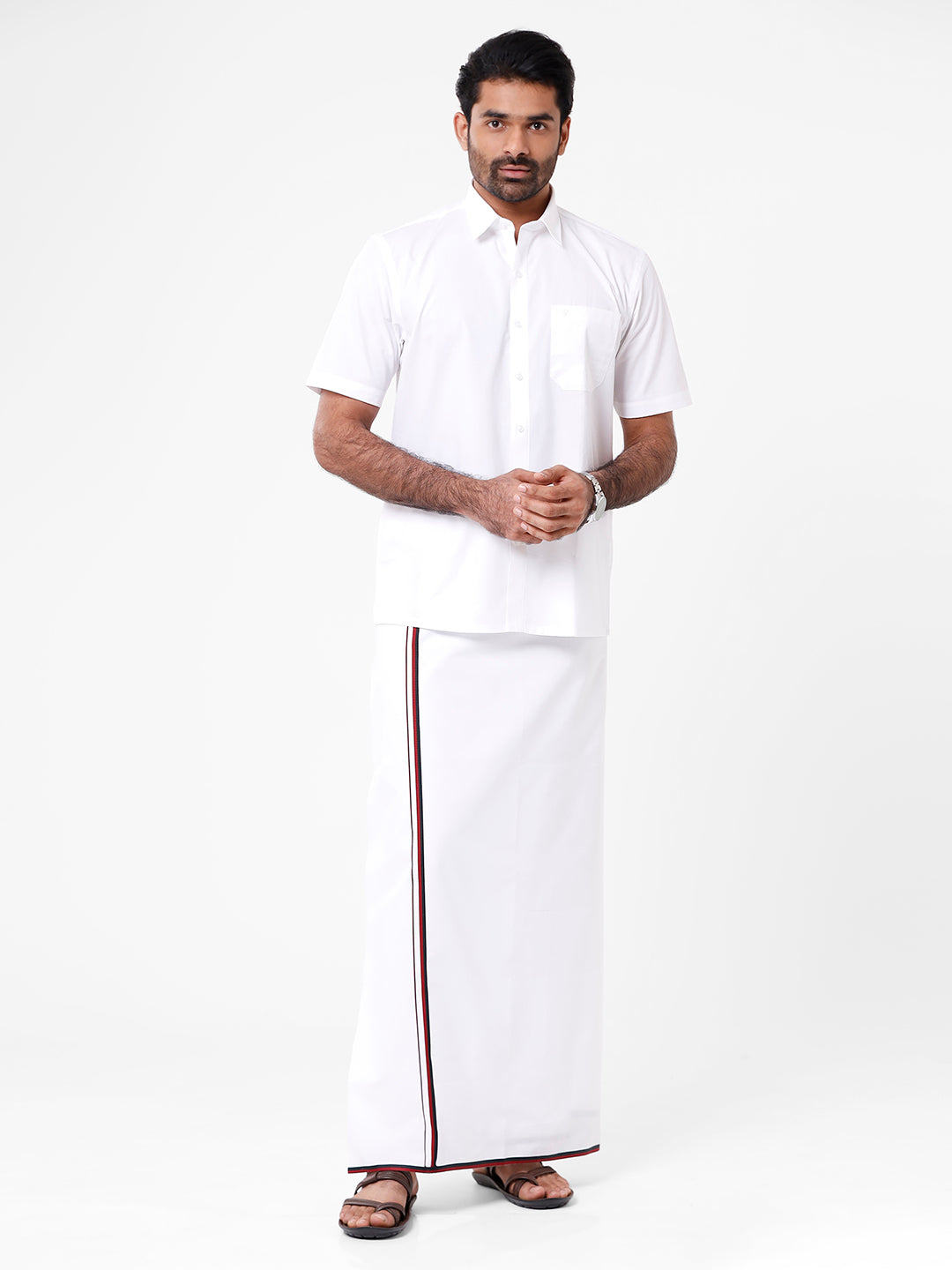 Wrinkle Free Cotton Political Dhoti  DMK