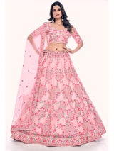 Peach Soft Net Embroidered Designer Lehenga Choli