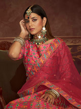 Pink Art Silk Embroidered Designer Lehenga