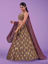 Lilac Georgette Embroidered Designer Lehenga