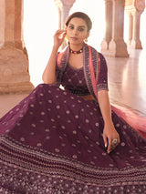 Wine Embroidered Designer Lehenga Choli