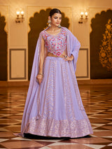 Lovender Gorgette Embroidered Designer Lehenga Choli