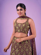 Lilac Georgette Embroidered Designer Lehenga