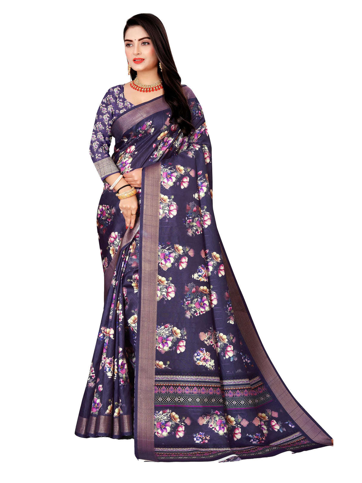 Violet  Soft Chanderi Silk saree | BUY 1 GET 1 FREE