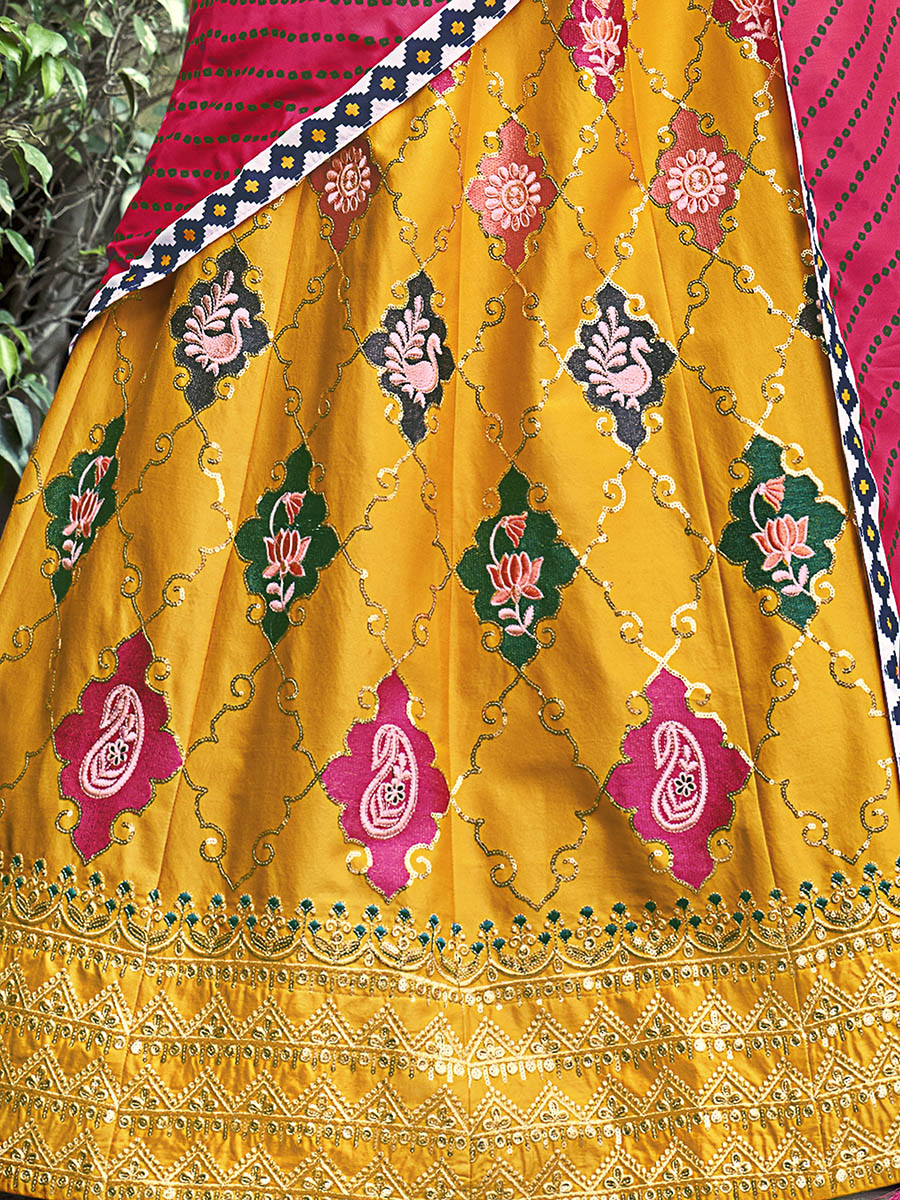 Yellow Silk Embroidered Designer Lehenga Choli