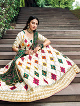 White Silk Embroidered Designer Lehenga Choli