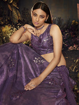 Purple Velvet Embroidered Designer Lehenga