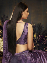 Purple Velvet Embroidered Designer Lehenga