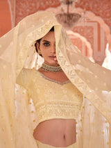 Off White Embroidered Designer Lehenga Choli