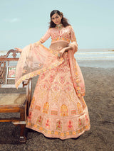 Peach Georgette Embroidered Designer Lehenga Choli