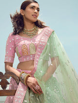 Pink Organza Embroidered Designer Lehenga Choli