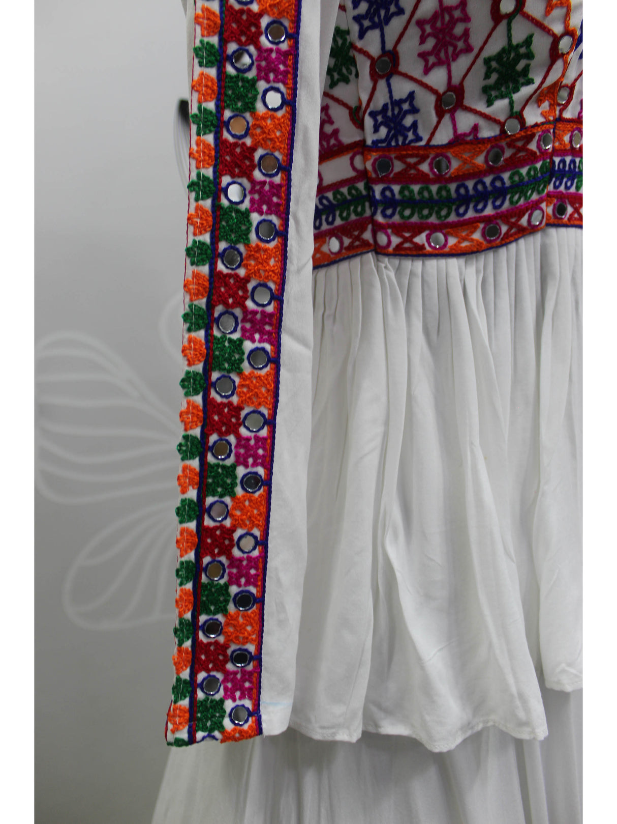 White Viscose Rayon Embroidered Designer Navratri Special Lehenga