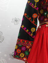 Red Viscose Rayon Embroidered Designer Navratri Special Lehenga