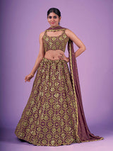 Lilac Georgette Embroidered Designer Lehenga