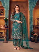 Rama Green Heavy Embroidered Pant Style Suit