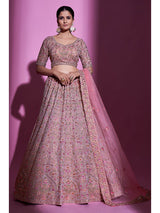 Mauve Georgette Embroidered Designer Lehenga Choli