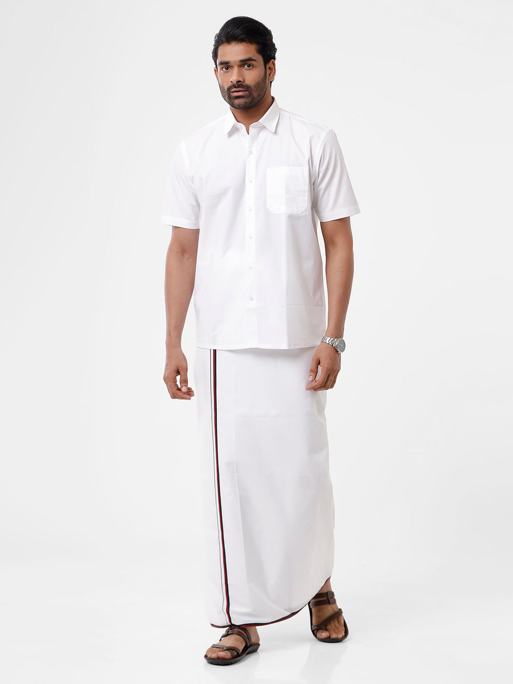 Wrinkle Free Cotton Political Dhoti  DMK