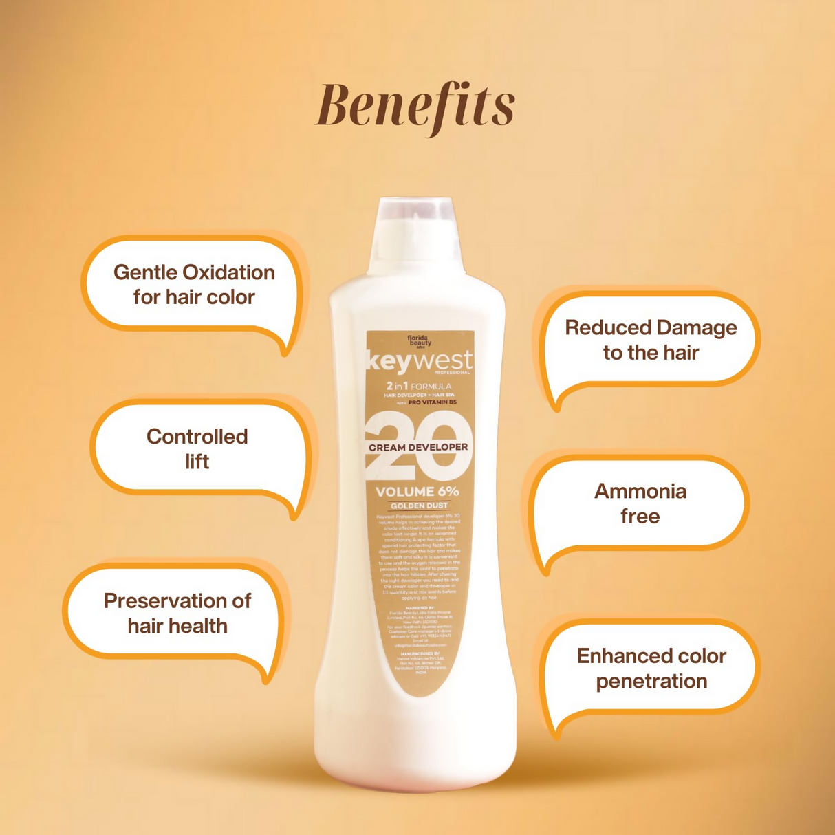 Keywest Professional Hair Color Developer Volume 6% With Pro Vitamin B5