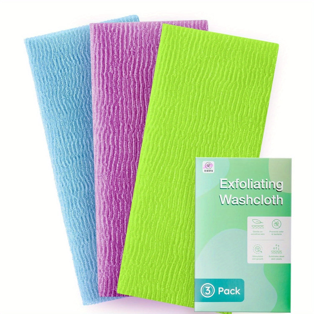 3 Pieces Exfoliating Washcloth Shower Towel African Net Sponge Wash Cloth Face Exfoliating Sponge Loofah Exfoliating Body Scrubber For Body Exfoliation - Vamzn#