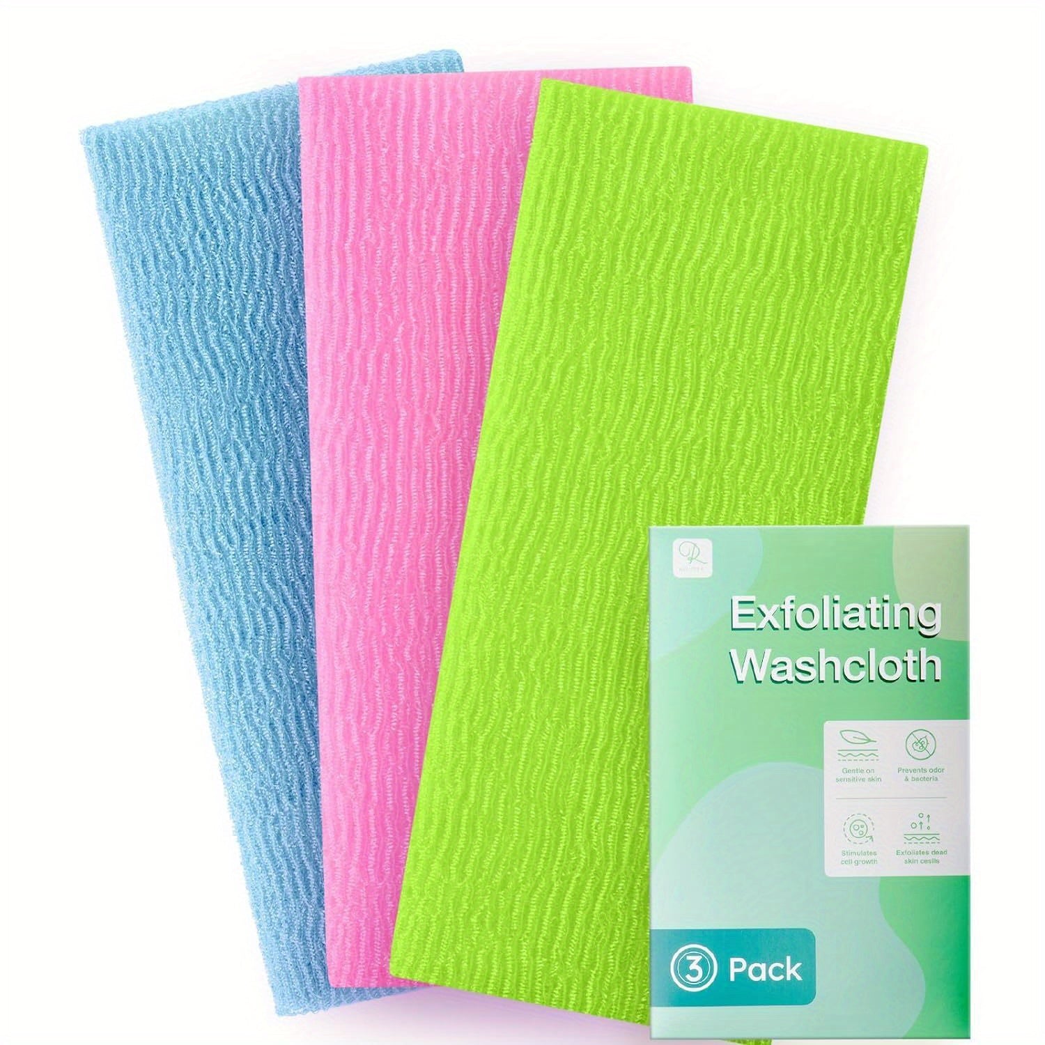 3 Pieces Exfoliating Washcloth Shower Towel African Net Sponge Wash Cloth Face Exfoliating Sponge Loofah Exfoliating Body Scrubber For Body Exfoliation - Vamzn#