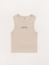 Y&F Kids Beige Self-Striped Tank Top