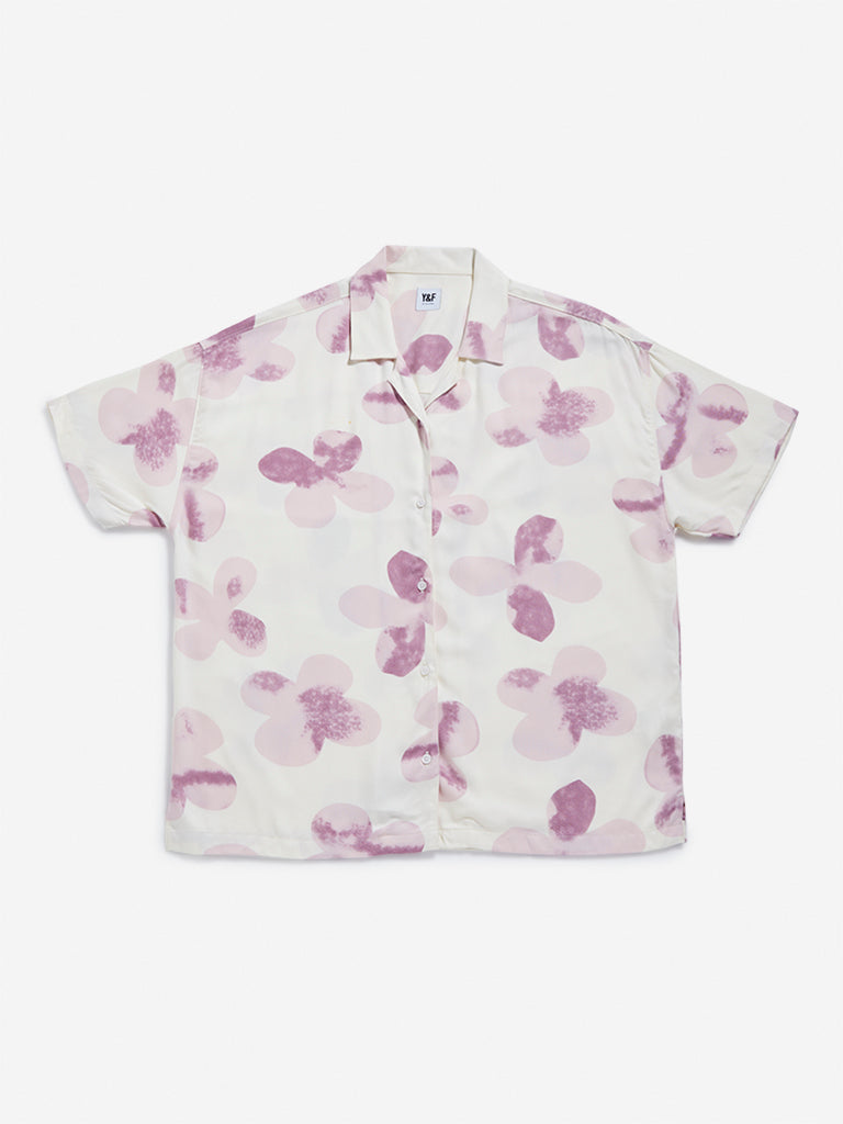 Y&F Kids Pink Printed Design Shirt