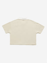 Y&F Kids Beige Text Design Polo Crop T-Shirt