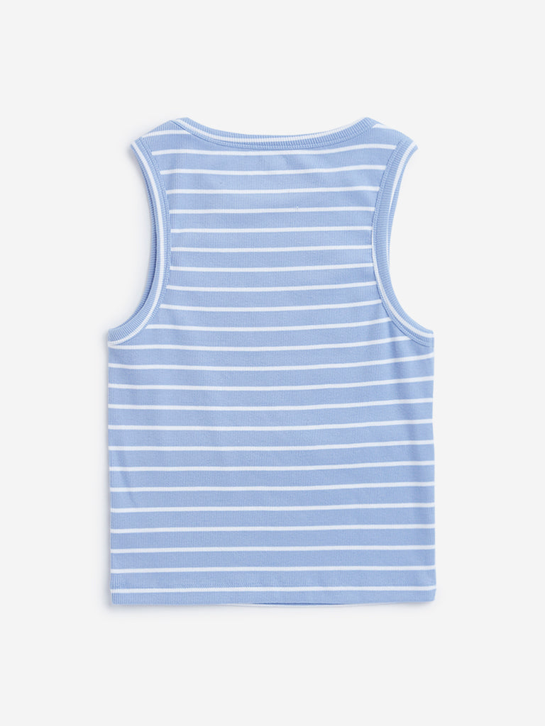 Y&F Kids Blue Ribbed Design Tank Top