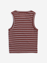 Y&F Kids Brown Ribbed Design Tank Top