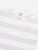 Y&F Kids Lilac Stripes Printed Polo Crop T-Shirt