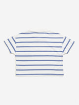 Y&F Kids Blue Stripes Printed Polo Crop T-Shirt