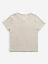 Y&F Kids Beige Ribbed T-Shirt