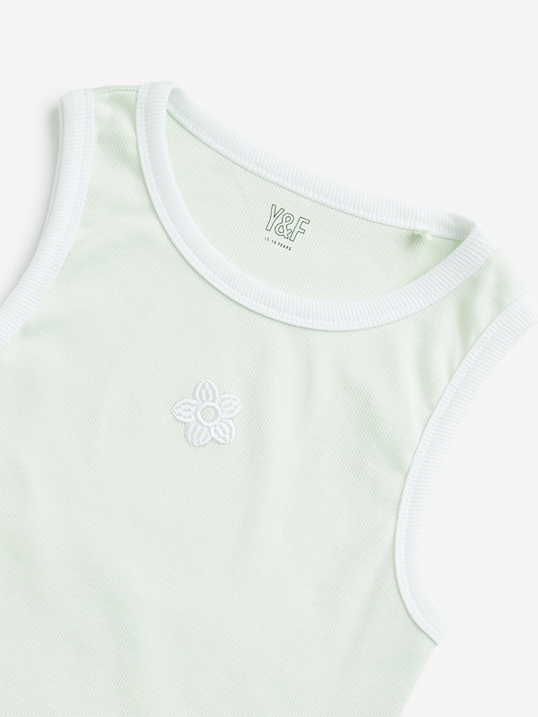 Y&F Kids Light Green Ribbed Top