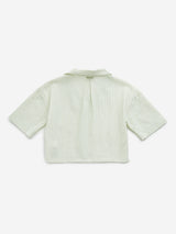 Y&F Kids Green Seersucker Striped Cotton Shirt