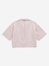 Y&F Kids Pink Seersucker Striped Cotton Shirt