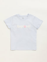 Y&F Kids Light Blue Text Design T-Shirt