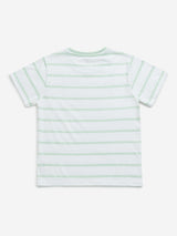 Y&F Kids Green Striped Cotton T-Shirt