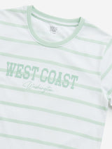 Y&F Kids Green Striped Cotton T-Shirt