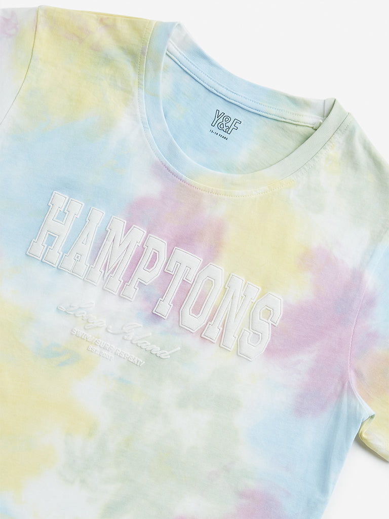 Y&F Kids Multicolour Tie-Dye Printed Cotton T-Shirt