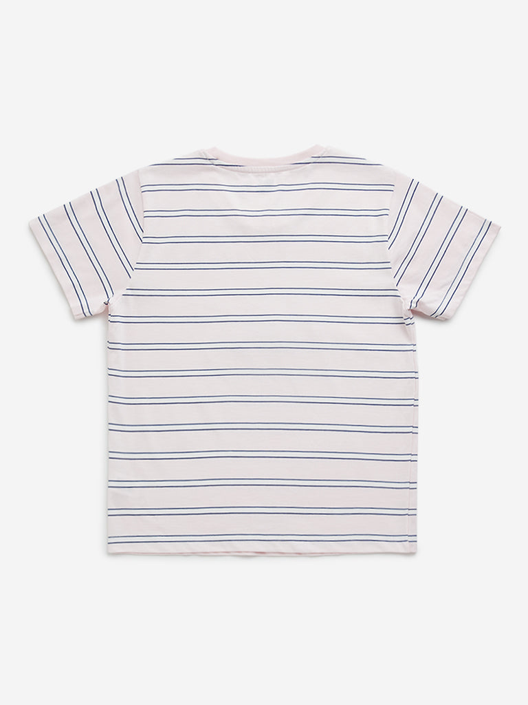 Y&F Kids Pink Striped Cotton T-Shirt