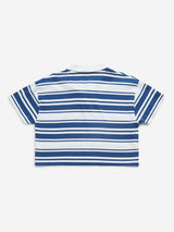 Y&F Kids Dark Blue Striped Cotton Crop T-Shirt