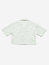 Y&F Kids Green Abstract Cropped Cotton Shirt