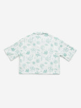 Y&F Kids Light Teal Printed Cotton Shirt