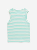 Y&F Kids Mint Striped Ribbed Textured Cotton Top