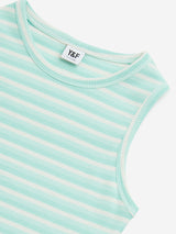 Y&F Kids Mint Striped Ribbed Textured Cotton Top